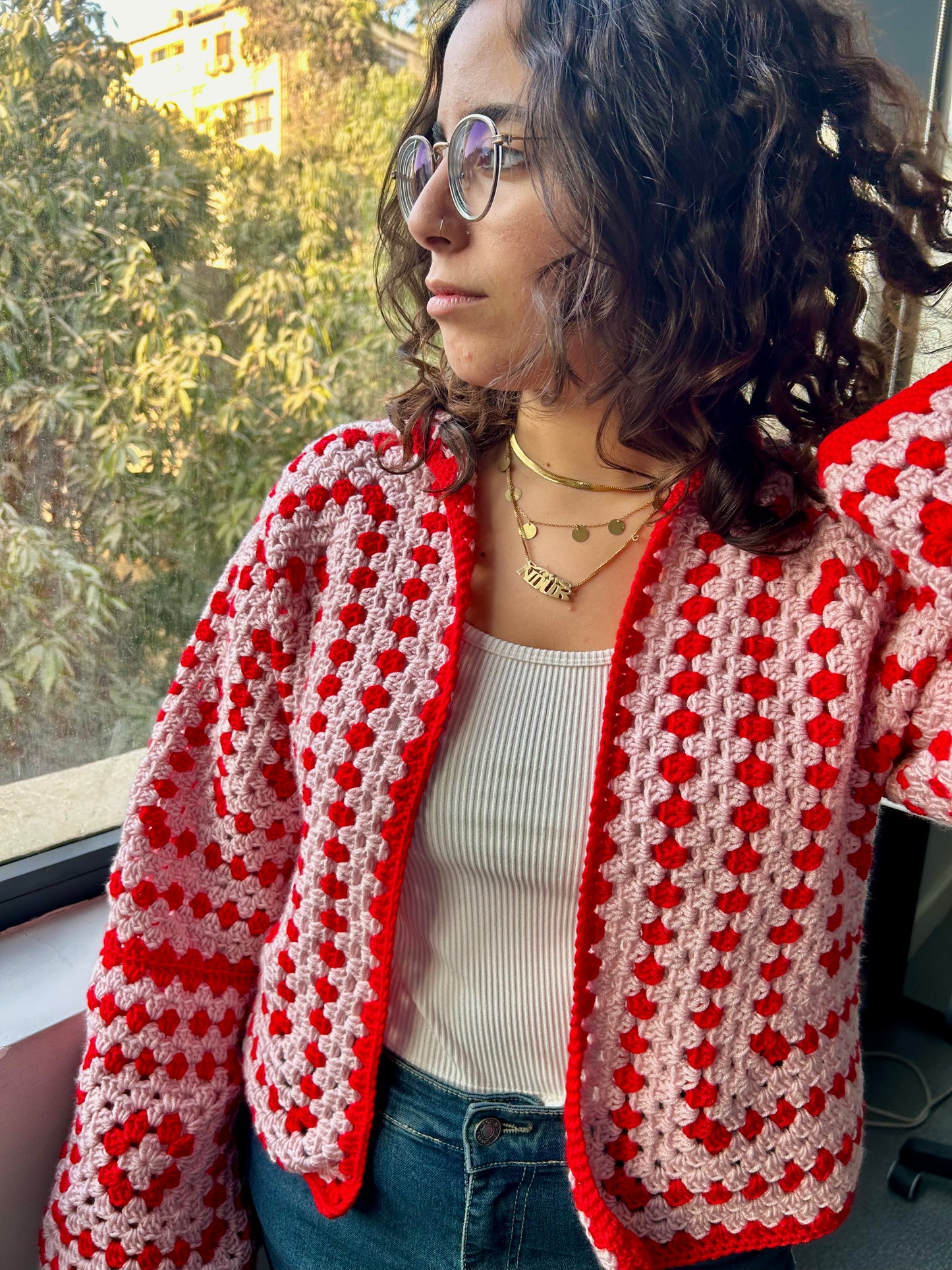 Red Symmetric Cardigan