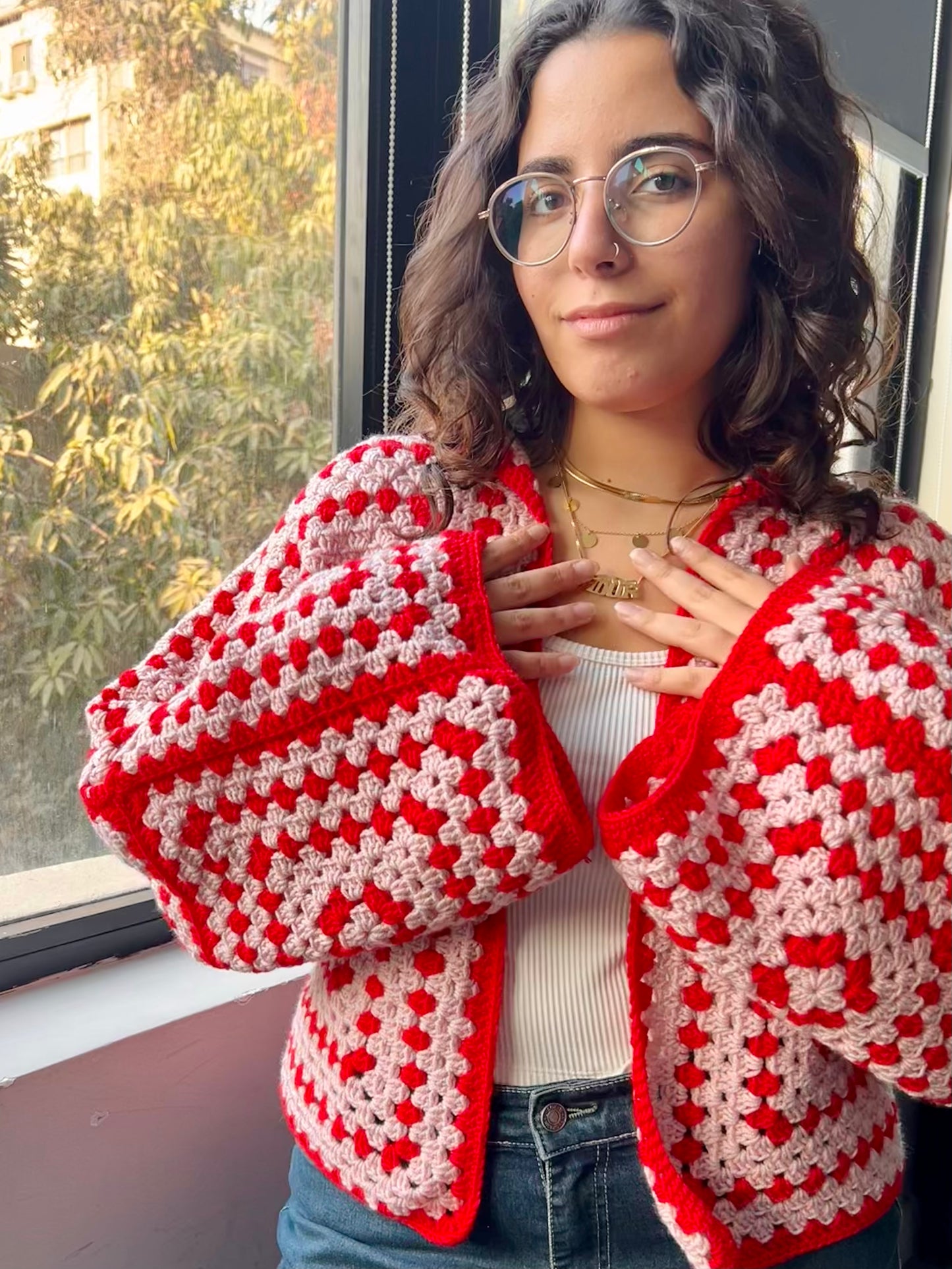 Red Symmetric Cardigan