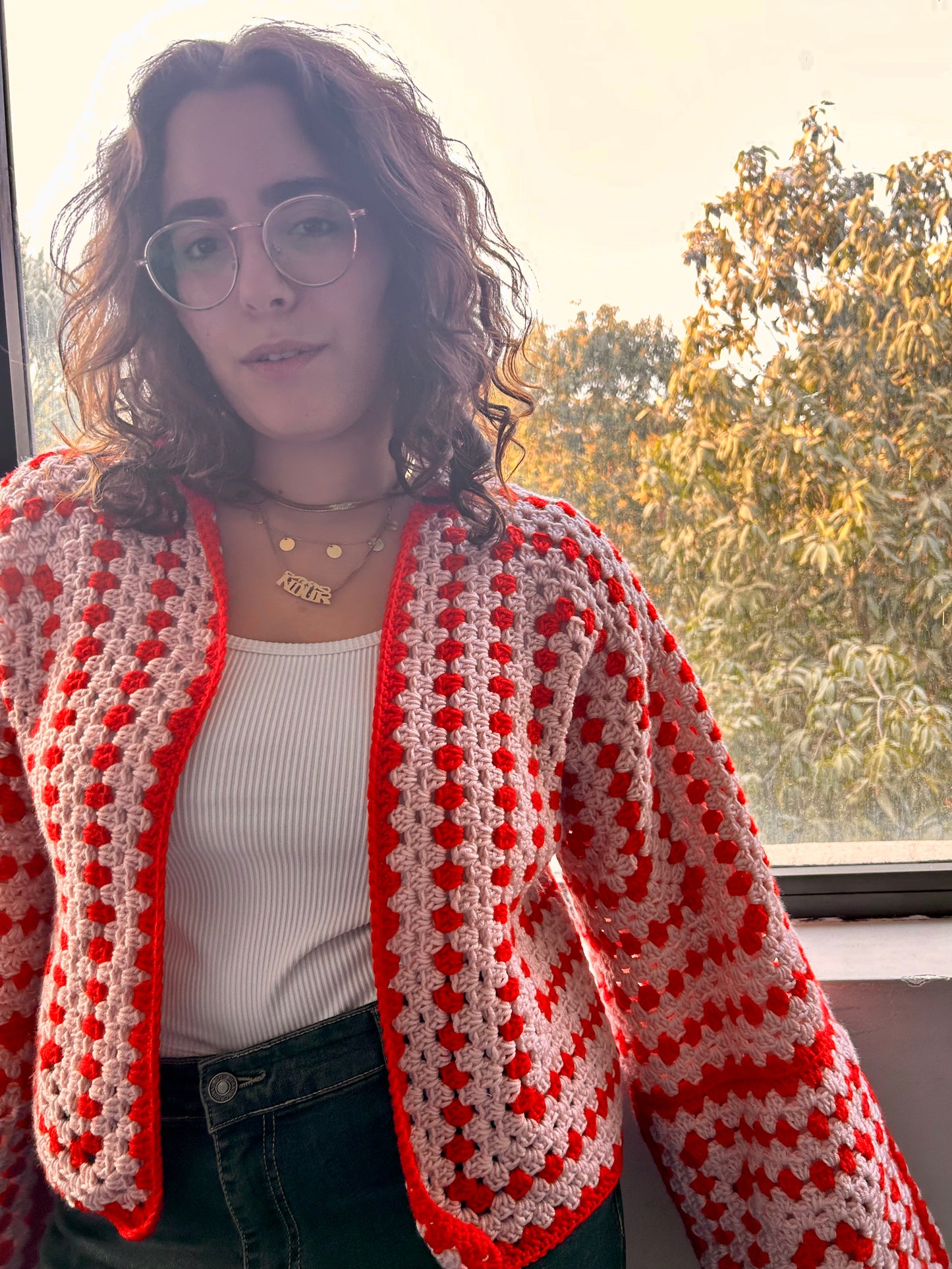 Red Symmetric Cardigan