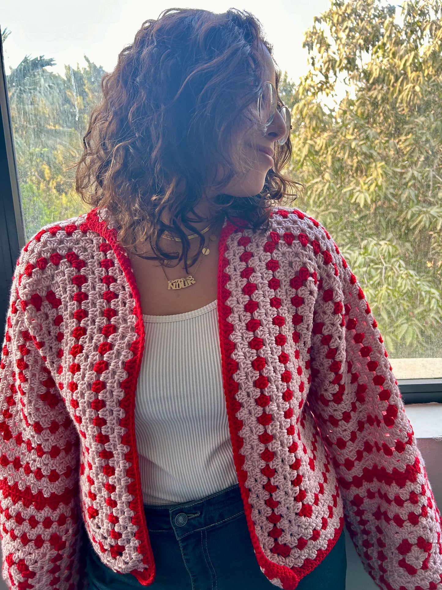 Red Symmetric Cardigan
