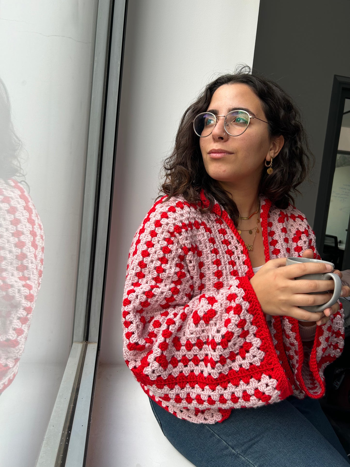 Red Symmetric Cardigan